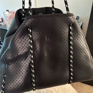 Stylish Black Perforated Tote Bag